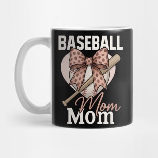 Leopard Coquette Bow Baseball Mom | Cute Coquette Mother’s Day Gift for Sport Moms Mug